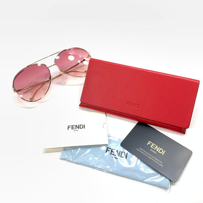 【中古美品】【メンズ/レディース】 FENDI フェンディ FF0286S アビエイター ティアドロップ ゴールドフレーム サングラス メガネ アイウェア ブランド 203-231103-203-231103-gm-36-fuz-fuz カラー：ゴールド 万代Net店