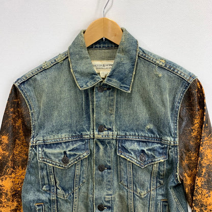 【中古品】【メンズ】 DENIM＆SUPPLY RALPH LAUREN デニム＆サプライ ラルフローレン 3RD TIPE デニムジャケット トップス アウター ブランド 古着 ダメージ加工 141-231022-141-231022-gm-8-fuz-fuz サイズ：S カラー：インディゴ 万代Net店