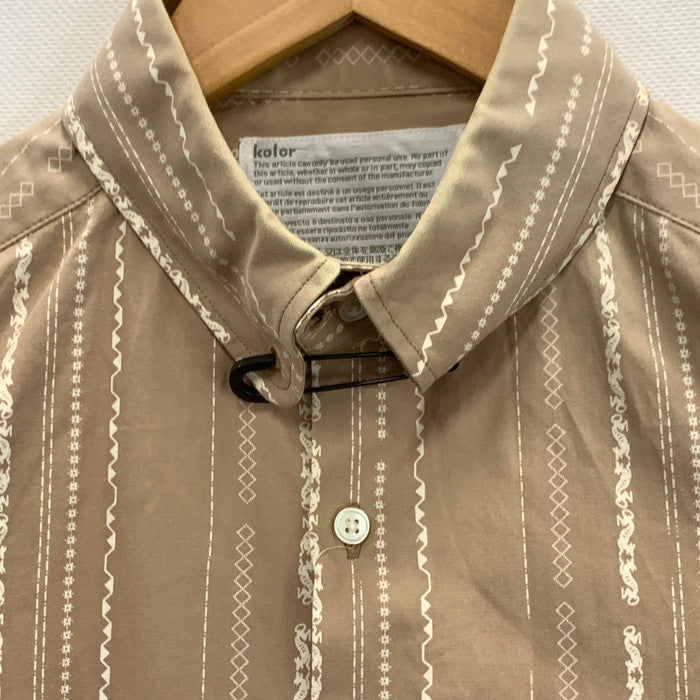 【中古品】【メンズ】 kolor カラー 長袖ストライプシャツ トップス ブランド 古着 140-231029-fuz サイズ：2 カラー：ベージュ 万代Net店