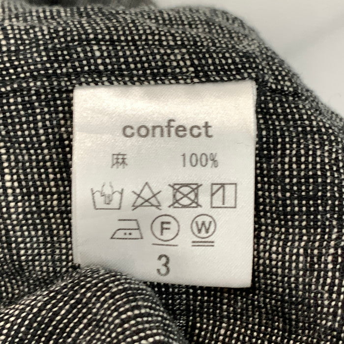 【中古品】【メンズ】 CONFECT リネン長袖シャツ トップス ブランド 古着 140-231029-140-231029-gm-18-fuz-fuz サイズ：3 カラー：ブラック 万代Net店