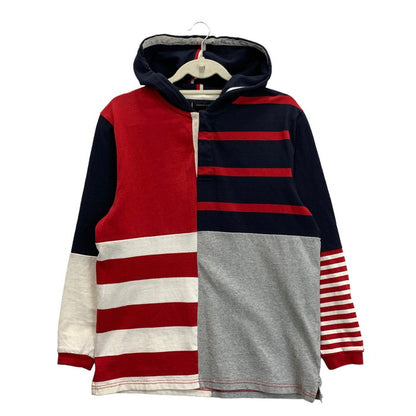 【中古品】【メンズ】 TOMMY HILFIGER トミーヒルフィガー PULLOVER HOODIE プルオーバーフーディー パーカー トップス ブランド 古着 147-240223-gm-11-fuz サイズ：M カラー：レッド ネイビー 万代Net店