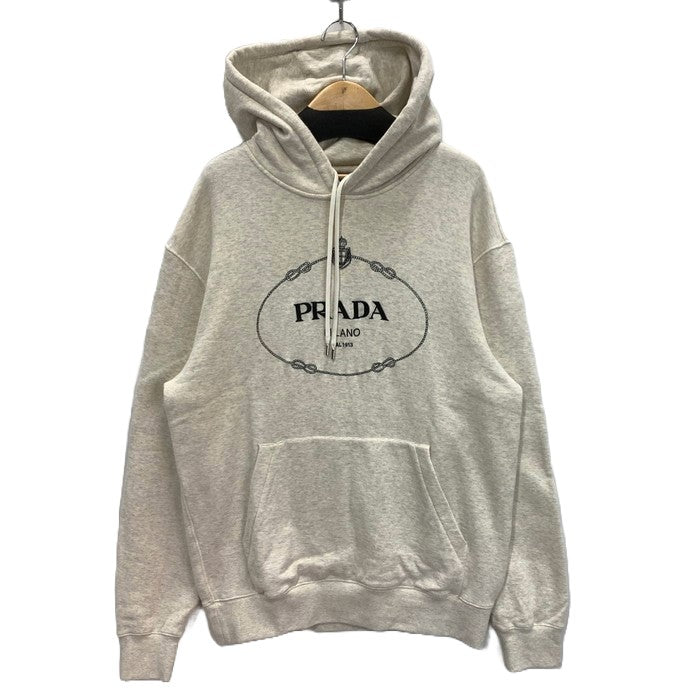 【中古美品】【メンズ】 PRADA プラダ UJL24B S 23213IQF0018 EMBROIDERED LOGO HOODIE ロゴフーディー パーカー トップス ブランド 古着 141-231202-gm-4-fuz サイズ：L カラー：ベージュ 万代Net店