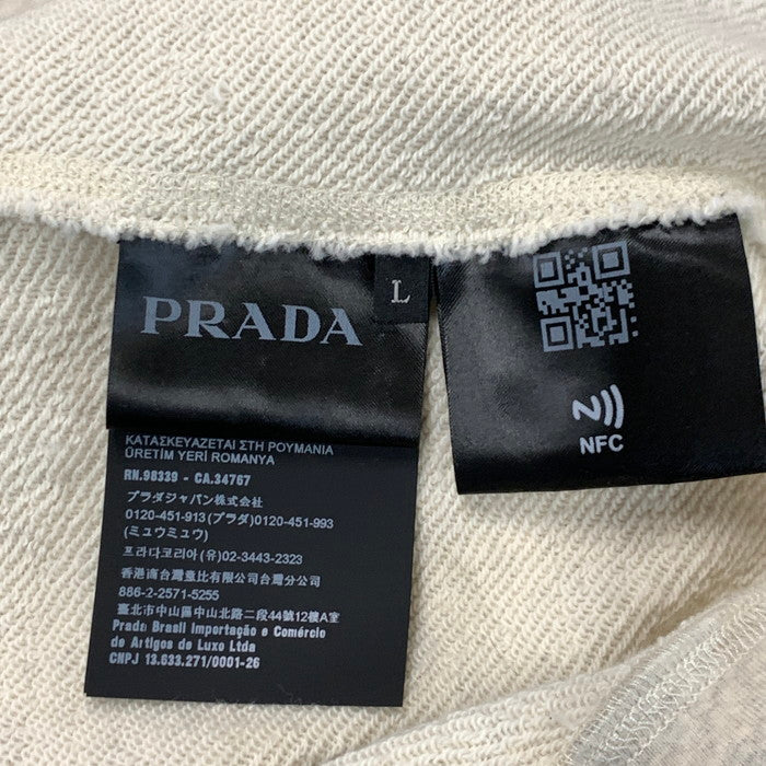 【中古美品】【メンズ】 PRADA プラダ UJL24B S 23213IQF0018 EMBROIDERED LOGO HOODIE ロゴフーディー パーカー トップス ブランド 古着 141-231202-gm-4-fuz サイズ：L カラー：ベージュ 万代Net店