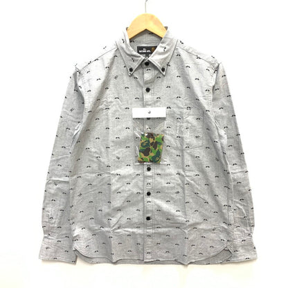 【中古品】【メンズ】 A BATHING APE アベイシングエイプ LS BD SHIRT 長袖ボタンダウンシャツ トップス ブランド 古着 142-240224-gm-11-fuz サイズ：M カラー：グレー 万代Net店