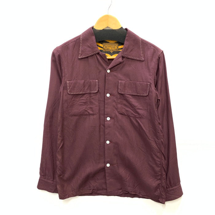 【中古品】【メンズ】 BRIENS オープンカラーシャツ 長袖シャツ トップス ブランド 古着 145-250106-gm-20-fuz サイズ：S カラー：ワインレッド 万代Net店
