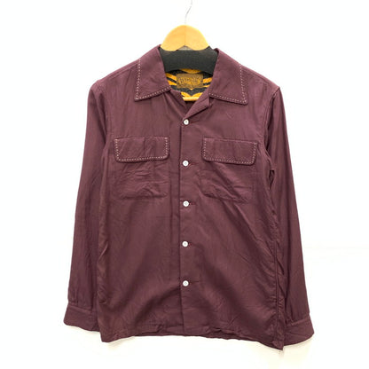 【中古品】【メンズ】 BRIENS オープンカラーシャツ 長袖シャツ トップス ブランド 古着 145-250106-gm-20-fuz サイズ：S カラー：ワインレッド 万代Net店