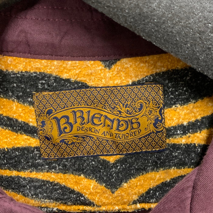 【中古品】【メンズ】 BRIENS オープンカラーシャツ 長袖シャツ トップス ブランド 古着 145-250106-gm-20-fuz サイズ：S カラー：ワインレッド 万代Net店