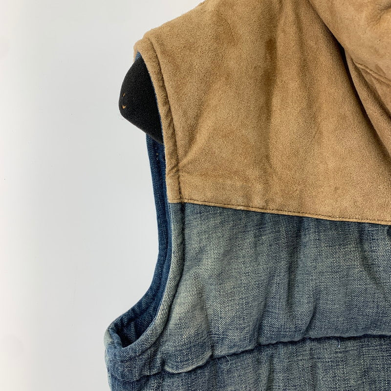 【現状渡し品】【メンズ】 ISAMUKATAYAMA BACKLASH イサムカタヤマバックラッシュ 1393-01 13AW ユーズド加工デニムベスト 140-240303-st-13-fuz サイズ：M カラー：ブルー 万代Net店