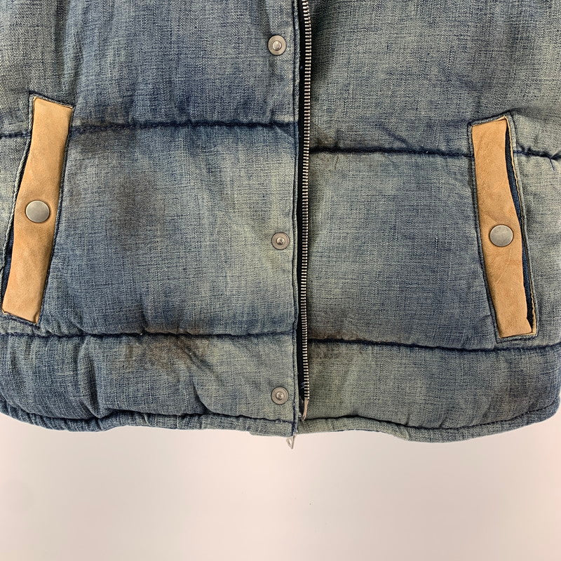 【現状渡し品】【メンズ】 ISAMUKATAYAMA BACKLASH イサムカタヤマバックラッシュ 1393-01 13AW ユーズド加工デニムベスト 140-240303-st-13-fuz サイズ：M カラー：ブルー 万代Net店