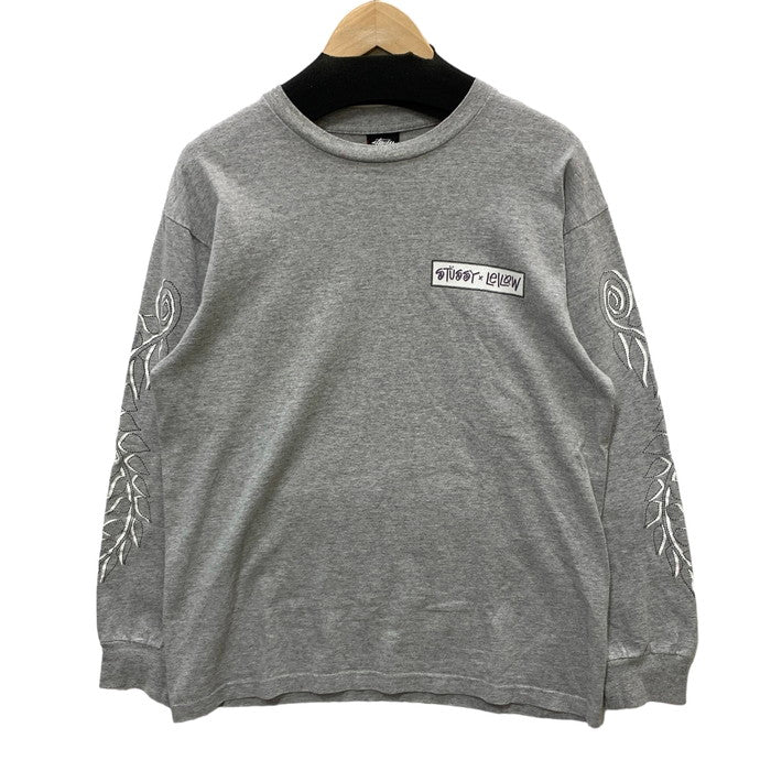 【中古品】【メンズ/レディース】 STUSSY ステューシー LONG SLEEVE T-SHIRT 長袖Tシャツ カットソー トップス ブランド 古着 142-240331-gm-1-fuz サイズ：M カラー：グレー 万代Net店