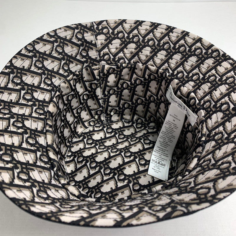 【中古品】【レディース】 Christian Dior クリスチャンディオール 95TDD923A130 リバーシブル バケット ハット 185-240403-st-6-fuz カラー：ブラック/オブリーグ総柄 万代Net店