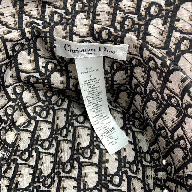 【中古品】【レディース】 Christian Dior クリスチャンディオール 95TDD923A130 リバーシブル バケット ハット 185-240403-st-6-fuz カラー：ブラック/オブリーグ総柄 万代Net店