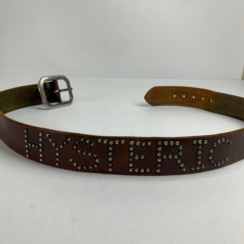 【中古品】【メンズ】 HYSTERIC GLAMOUR ヒステリックグラマー スタッズレザーベルト 205-240505-st-4-fuz サイズ：M カラー：ブラウン 万代Net店