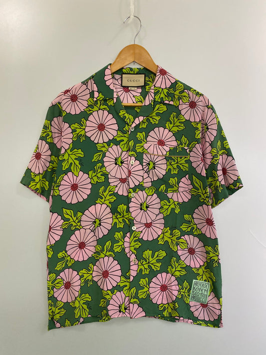 【中古品】【メンズ】 GUCCI グッチ × KEN SCOTT ケン・スコット FLORAL BOWLING SHIRT 649832 フローラル ボーリングシャツ 半袖 トップス 141-250919-kk-45-min サイズ：44 カラー：マルチカラー 万代Net店