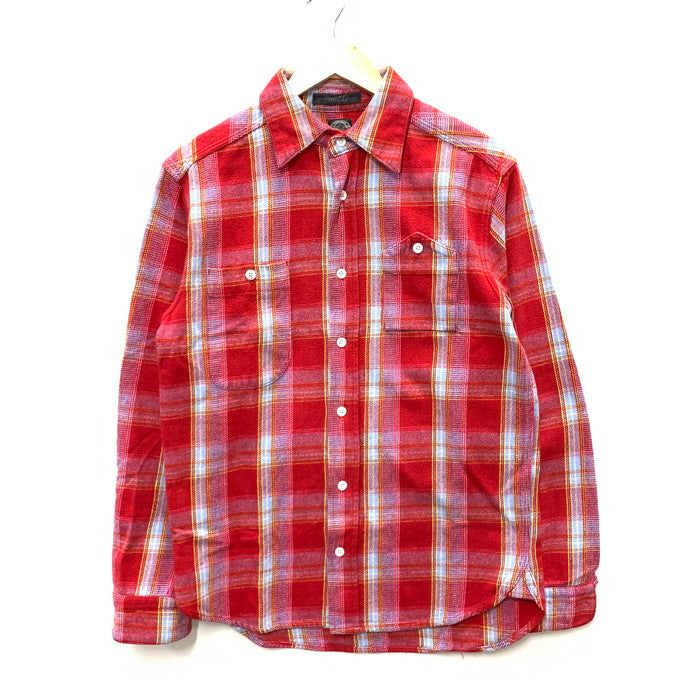 【中古品】【メンズ】 BRENTS HEAVY FLANNEL LS CHECK SHIRTS 長袖ネルシャツ トップス ブランド 古着 145-240602-gm-21-fuz サイズ：S カラー：レッド チェック 万代Net店