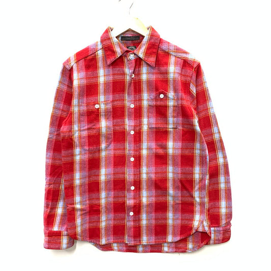 【中古品】【メンズ】 BRENTS HEAVY FLANNEL LS CHECK SHIRTS 長袖ネルシャツ トップス ブランド 古着 145-240602-gm-21-fuz サイズ：S カラー：レッド チェック 万代Net店