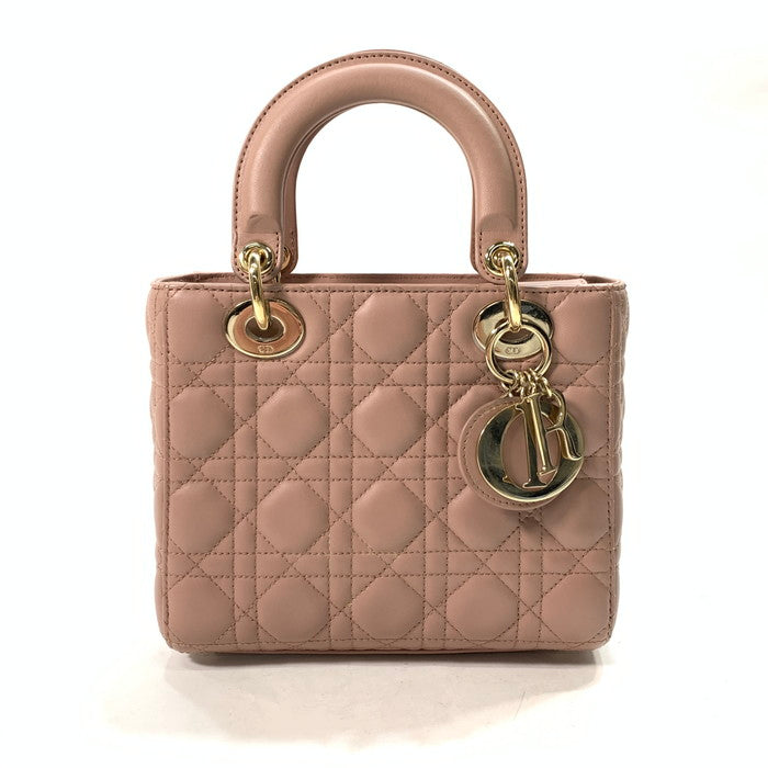 【中古品】【レディース】 Christian Dior クリスチャンディオール M05380 LADY DIOR SMALL レディディオール スモール ラムスキン ハンドバッグ ショルダーバッグ ブランド カバン 180-240506-gm-25-fuz カラー：ピンク 万代Net店