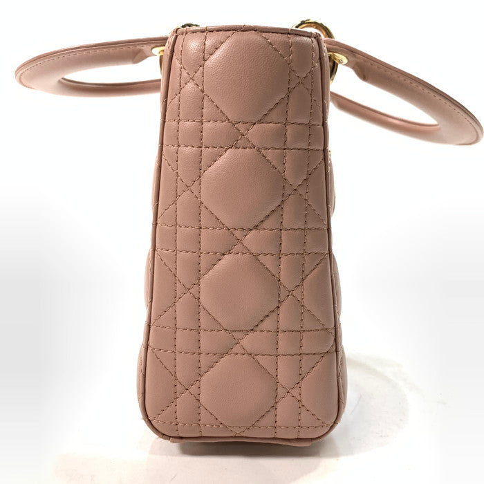 【中古品】【レディース】 Christian Dior クリスチャンディオール M05380 LADY DIOR SMALL レディディオール スモール ラムスキン ハンドバッグ ショルダーバッグ ブランド カバン 180-240506-gm-25-fuz カラー：ピンク 万代Net店