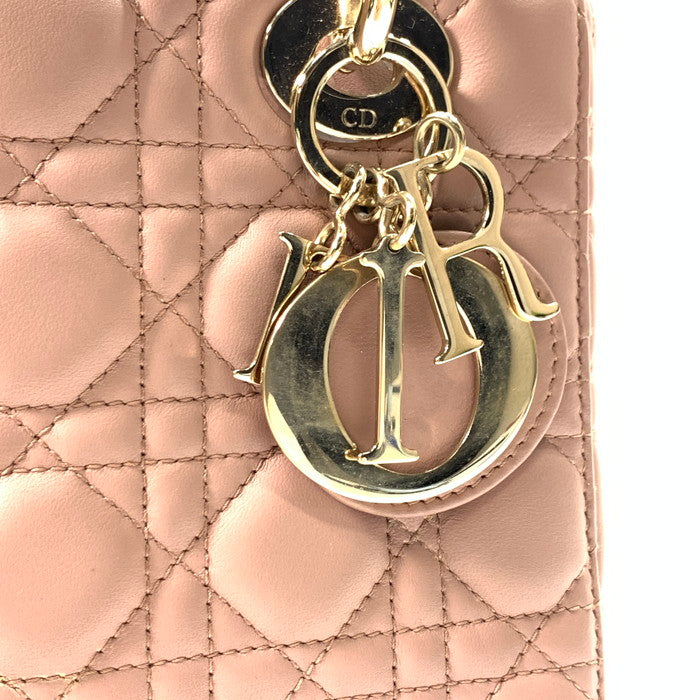 【中古品】【レディース】 Christian Dior クリスチャンディオール M05380 LADY DIOR SMALL レディディオール スモール ラムスキン ハンドバッグ ショルダーバッグ ブランド カバン 180-240506-gm-25-fuz カラー：ピンク 万代Net店