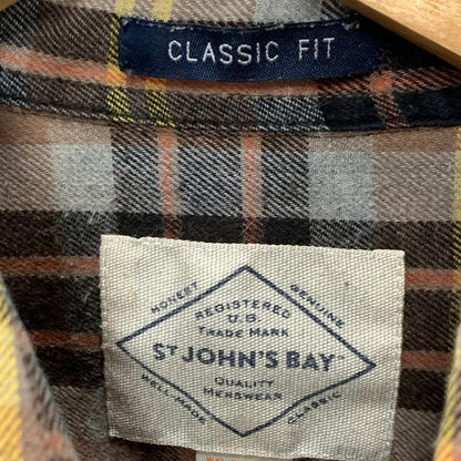 【中古品】【メンズ】 ST JOHN'S BAY 長袖シャツ トップス ブランド 古着 145-241110-gm-7-fuz サイズ：M カラー：オレンジ ブラウン チェック 万代Net店