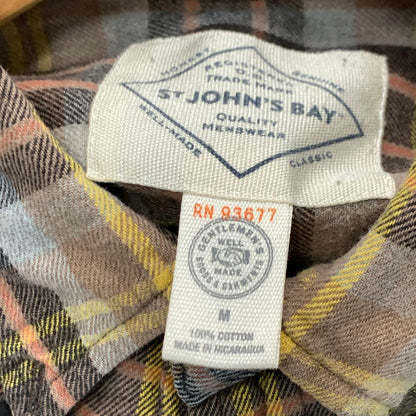 【中古品】【メンズ】 ST JOHN'S BAY 長袖シャツ トップス ブランド 古着 145-241110-gm-7-fuz サイズ：M カラー：オレンジ ブラウン チェック 万代Net店