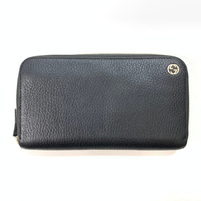 【中古品】【メンズ/レディース】 グッチ 509644 インターロッキングG ラウンドファスナー ウォレット ブランド 財布 181-240804-gm-8-fuz カラー：ブラック 万代Net店