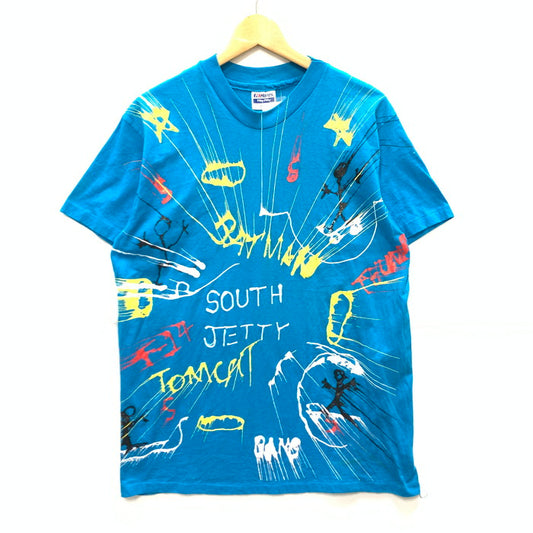 【中古品】【メンズ】 HANES 80s ヴィンテージ 半袖Tシャツ カットソー トップス ブランド 古着 ペンキペイント 145-250103-gm-23-fuz サイズ：L カラー：ブルー 万代Net店