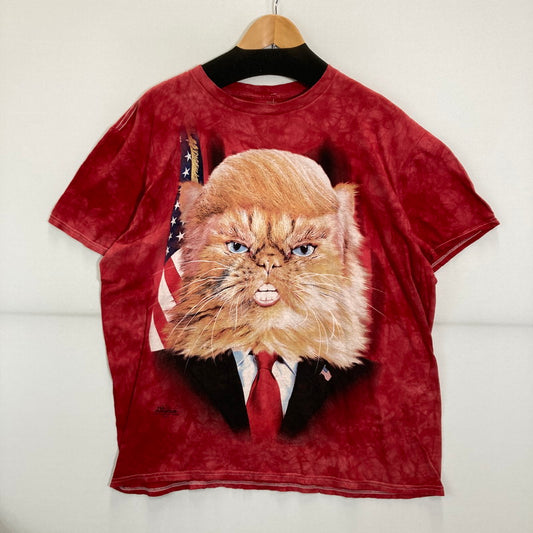 【中古品】【メンズ】 THE MOUNTAIN ザマウンテン USED ヴィンテージ 半袖 Tシャツ トランプ大統領 猫 パロディ 145-250826-mh-07-fuz サイズ：L カラー：レッド 万代Net店