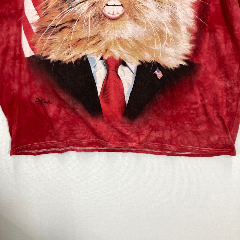 【中古品】【メンズ】 THE MOUNTAIN ザマウンテン USED ヴィンテージ 半袖 Tシャツ トランプ大統領 猫 パロディ 145-250826-mh-07-fuz サイズ：L カラー：レッド 万代Net店