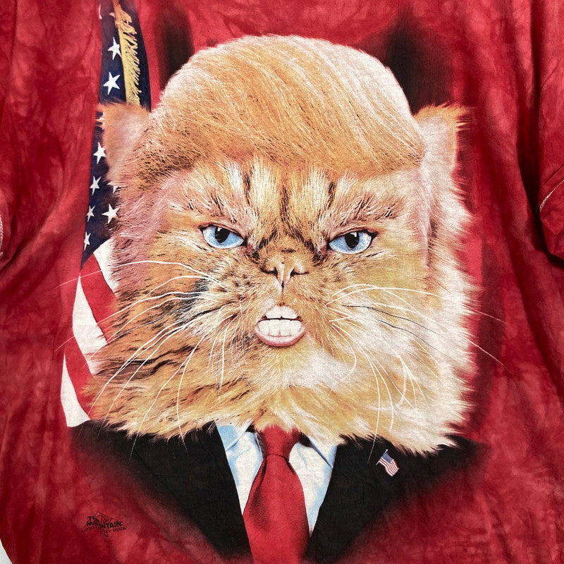 【中古品】【メンズ】 THE MOUNTAIN ザマウンテン USED ヴィンテージ 半袖 Tシャツ トランプ大統領 猫 パロディ 145-250826-mh-07-fuz サイズ：L カラー：レッド 万代Net店