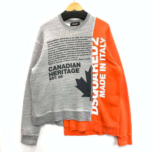 【中古品】【メンズ】 DSQUARED2 ディースクエアード S74GU0488 再構築CREW NECK 再構築スウェットシャツ トップス ブランド 古着 141-240810-gm-33-fuz サイズ：L カラー：グレー オレンジ 万代Net店