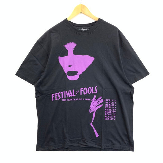【中古品】【メンズ】 RAF SIMONS ラフシモンズ FESTIVAL FOOLS PRINT ON FRONT T-SHIRT 半袖Tシャツ カットソー トップス ブランド 古着 141-240810-gm-7-fuz サイズ：S カラー：ブラック 万代Net店