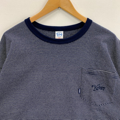 【中古美品】【メンズ】 KEBOZ BORDER S/S POCKET TEE 半袖ポケットTシャツ オーバーサイズ カットソー トップス ブランド 古着 142-240817-gm-29-fuz サイズ：L カラー：ネイビー 万代Net店