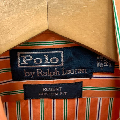 【中古品】【メンズ】 POLO RALPH LAUREN ポロ・ラルフローレン 長袖シャツ トップス ブランド 古着 145-240923-gm-24-fuz サイズ：14 1/2 カラー：オレンジ ストライプ 万代Net店