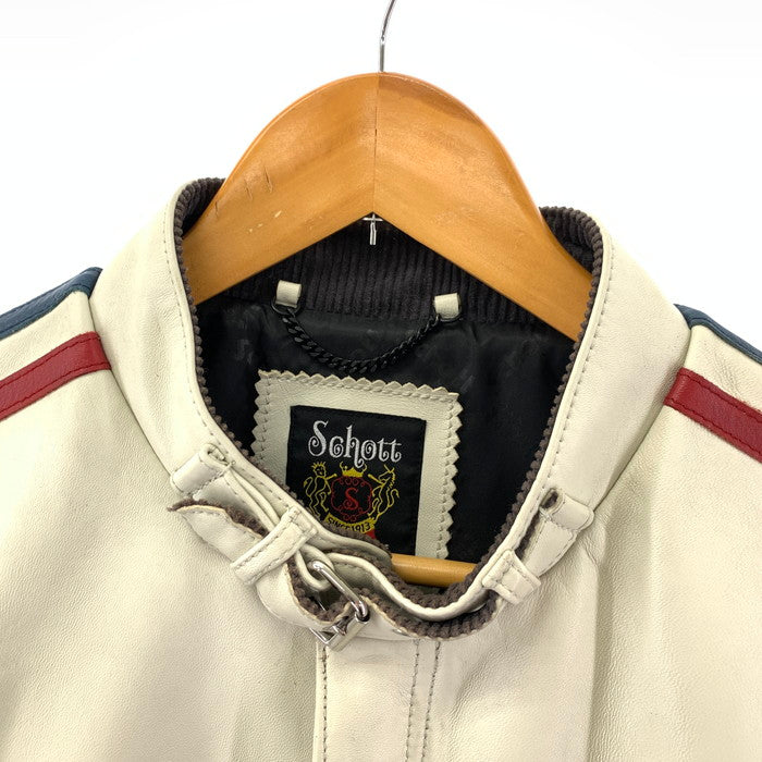 【中古品】【メンズ】 schott ショット 3111063 CLASSIC RACER JKT レザージャケット アウター ブランド 古着 145-240912-gm-5-fuz サイズ：XL カラー：ホワイト 万代Net店