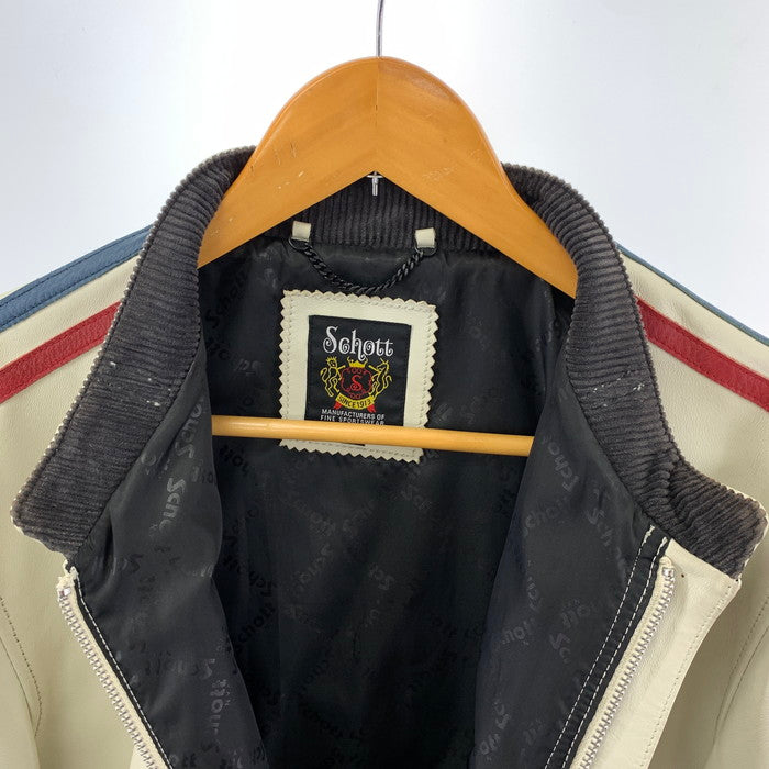 【中古品】【メンズ】 schott ショット 3111063 CLASSIC RACER JKT レザージャケット アウター ブランド 古着 145-240912-gm-5-fuz サイズ：XL カラー：ホワイト 万代Net店