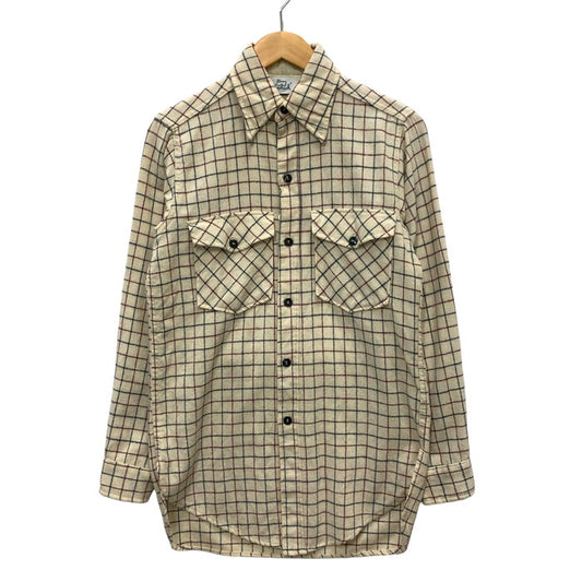 【中古品】【メンズ】 WOOLRICH ウールリッチ 80s ウール長袖シャツ トップス ブランド 古着 145-241124-gm-17-fuz サイズ：S カラー：キナリ チェック 万代Net店