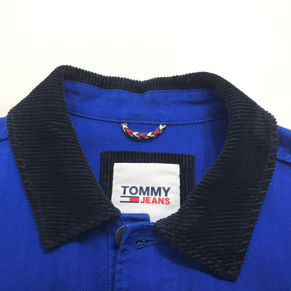 【中古品】【メンズ】 TOMMY JEANS トミージーンズ 胸ポケット ワンポイント ロゴ ジャケット アウター コート ブランド 古着 147-241125-mh-05-fuz サイズ：S カラー：ブルー 万代Net店