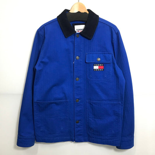 【中古品】【メンズ】 TOMMY JEANS トミージーンズ 胸ポケット ワンポイント ロゴ ジャケット アウター コート ブランド 古着 147-241125-mh-05-fuz サイズ：S カラー：ブルー 万代Net店