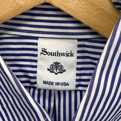 【中古品】【メンズ】 SOUTHWICK B.D SS SHIRT 半袖シャツ トップス ブランド 古着 141-241005-gm-24-fuz サイズ：16 カラー：ブルー ホワイト 万代Net店