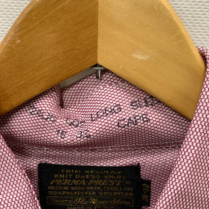【中古品】【メンズ】 PERMA PREST/ 80s 長袖シャツ トップス ブランド 古着 フロントロゴ 145-241005-gm-8-fuz サイズ：16-32 カラー：ピンク 万代Net店