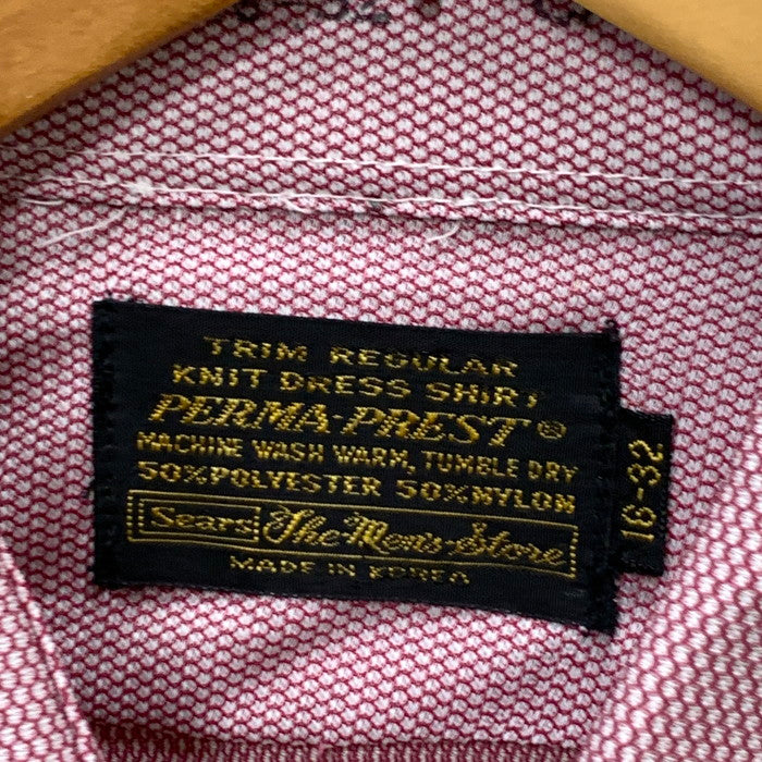 【中古品】【メンズ】 PERMA PREST/ 80s 長袖シャツ トップス ブランド 古着 フロントロゴ 145-241005-gm-8-fuz サイズ：16-32 カラー：ピンク 万代Net店