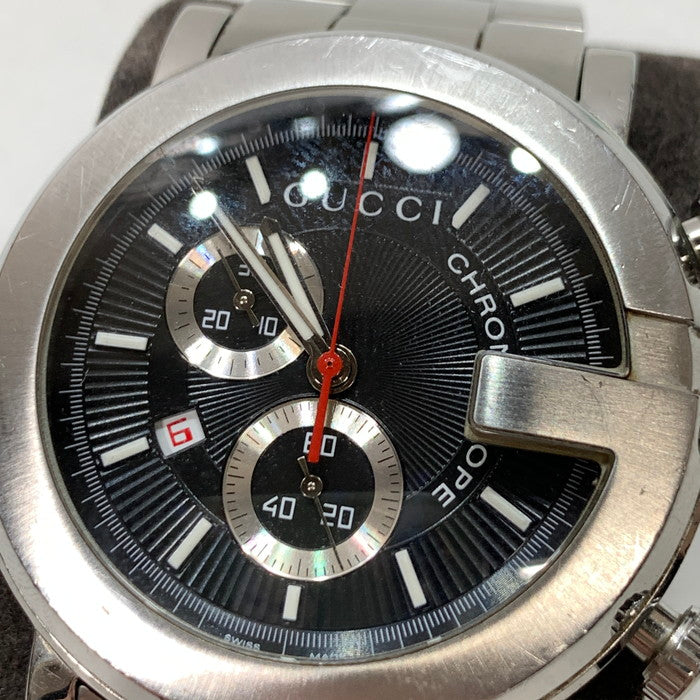 【中古品】【メンズ】 GUCCI グッチ Gラウンド クロノグラフ 腕時計 ブランド 182-241006-gm-38-fuz カラー：シルバー ブラック 万代Net店