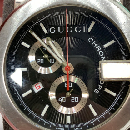 【中古品】【メンズ】 GUCCI グッチ Gラウンド クロノグラフ 腕時計 ブランド 182-241006-gm-38-fuz カラー：シルバー ブラック 万代Net店