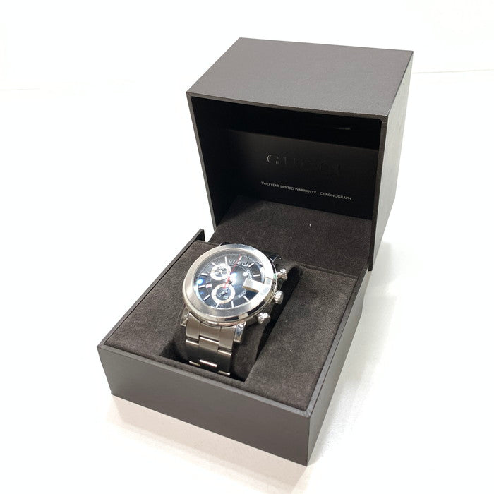 【中古品】【メンズ】 GUCCI グッチ Gラウンド クロノグラフ 腕時計 ブランド 182-241006-gm-38-fuz カラー：シルバー ブラック 万代Net店