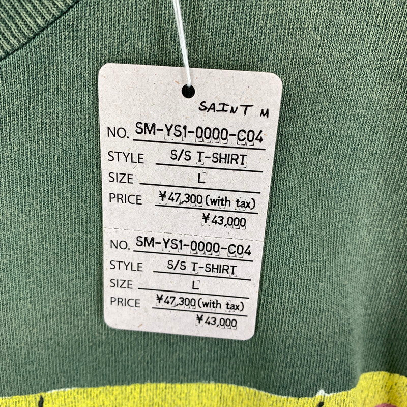 【中古美品】【メンズ】  SAINT MICHAEL セント マイケル SM-YS1-0000-C04 CP_SS TEE LOVE OF SNT 142-241012-st-4-fuz サイズ：L カラー：グリーン 万代Net店