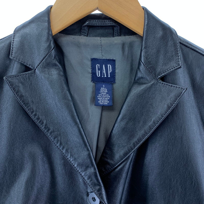 【中古品】【レディース】 GAP ギャップ 90s レザーテーラードジャケット  革 Vintage ビンテージ 古着 169-241124-nm-01-fuz サイズ：S カラー：ブラック 万代Net店