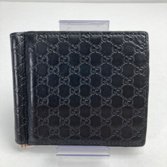 【中古品】【メンズ】 GUCCI グッチ 544473 モノグラム レザー マネ―クリップ カードケース 札入れ 二つ折り GG柄 シマ 181-241016-mh-4-fuz カラー：ブラック 万代Net店