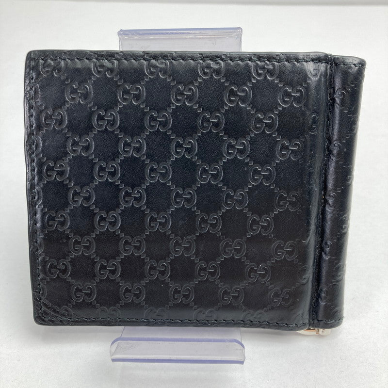 【中古品】【メンズ】 GUCCI グッチ 544473 モノグラム レザー マネ―クリップ カードケース 札入れ 二つ折り GG柄 シマ 181-241016-mh-4-fuz カラー：ブラック 万代Net店