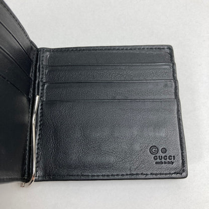 【中古品】【メンズ】 GUCCI グッチ 544473 モノグラム レザー マネ―クリップ カードケース 札入れ 二つ折り GG柄 シマ 181-241016-mh-4-fuz カラー：ブラック 万代Net店